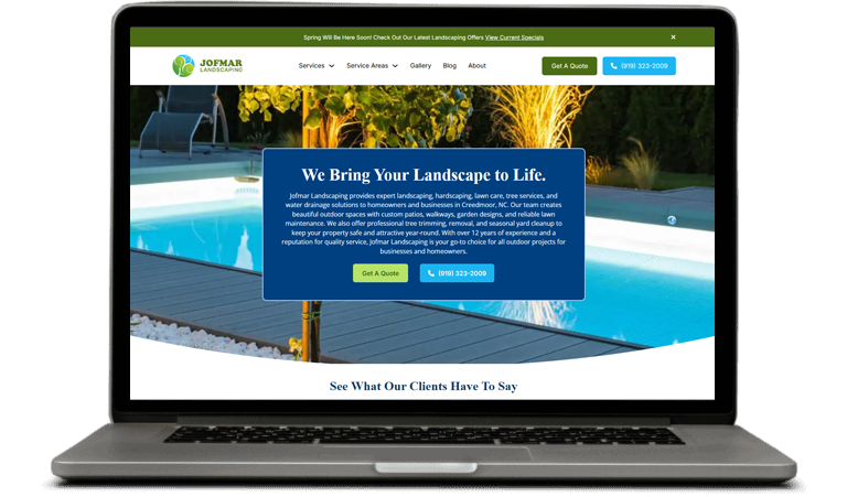Website built for Landscaping: jofmarlandscaping.com